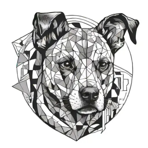 A Black And Grey Geometric Portrait Of A Beloved Pet
