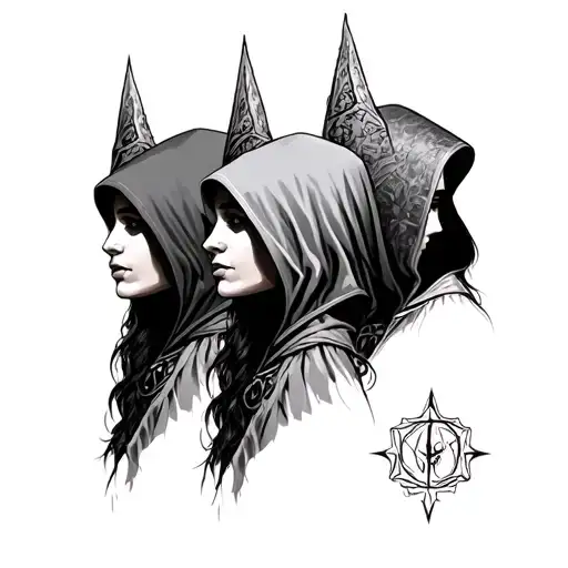 Norms From Norse Mythology 3 Hooded Females Facing