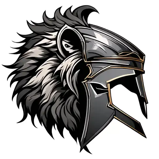 Lion And Spartan Helmet Merged