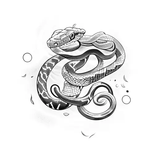 Snake Wrapping Around Arm With Flowers