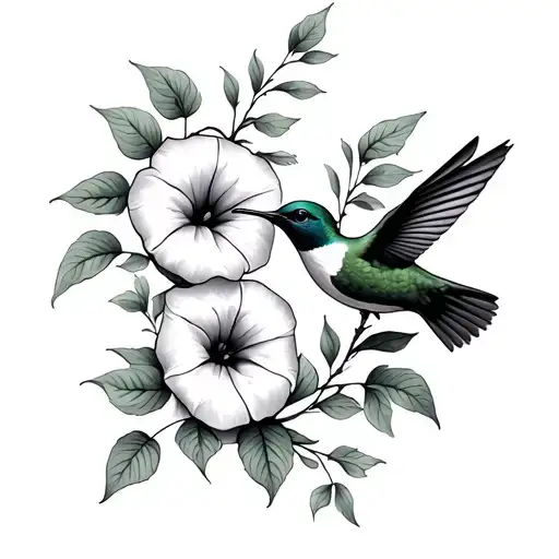 Hummingbirds And Morning Glory Vine