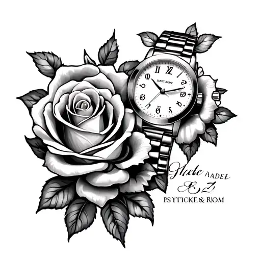 Roses With 2 Watches And Names And Date