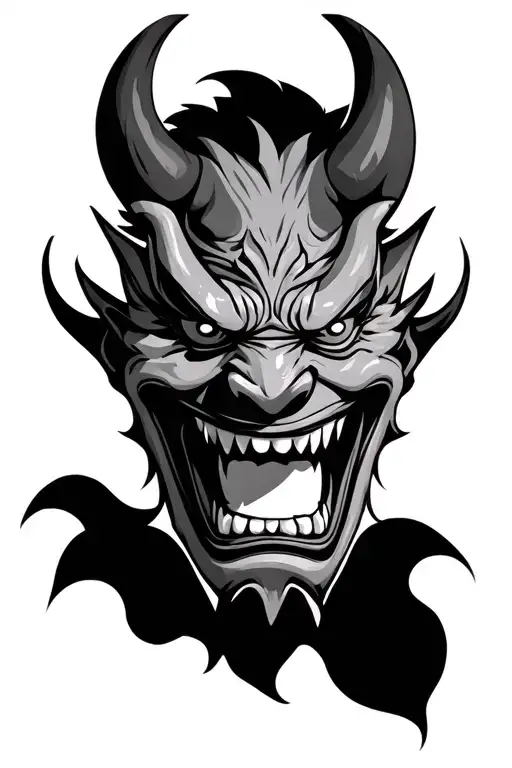 Japanese Mask Of A Demon Frightening