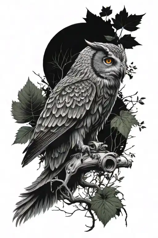 A Majestic Owl Perched On Top Of A Canadian 2A4m Tank Surrounded By Lush Foliage And Trees
