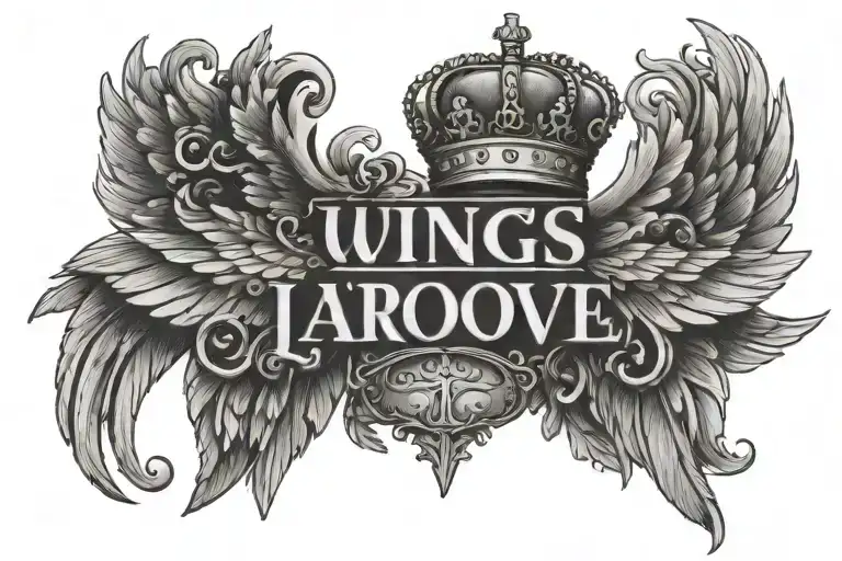 Wings With Crown And Name Luis Above And Date Below