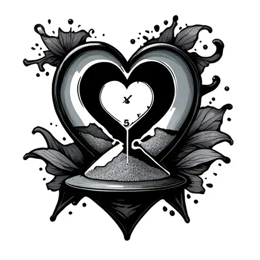 Heart And Broken Hour Glass With Sand