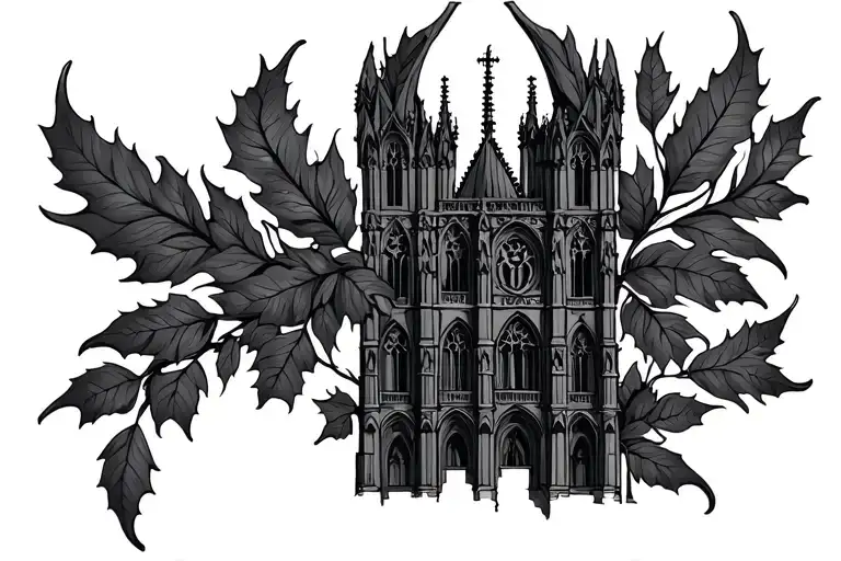 Gothic Cathedral With Leaves Intertwined