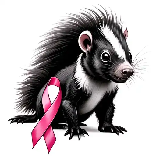 Skunk With Pink Cancer Ribbon