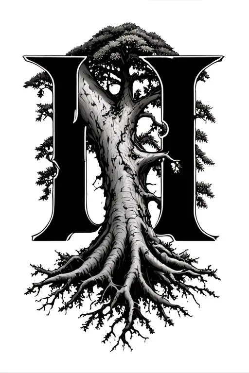 Juniper Tree With The Roots Shaped Like The Inital N