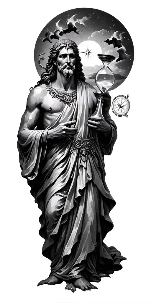 God Of Dream With A Compass And Hour Glass