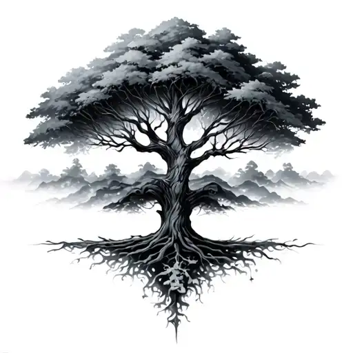 Concept Art With A Tree In The Center
