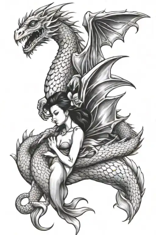 Dragon And Mermaid In Love