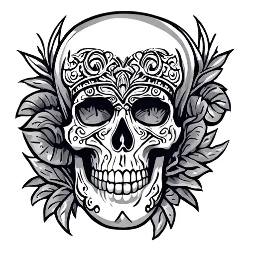 Polynesian Style With Skull