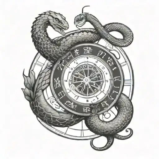 Zodiac Wheel With Snake Intertwined