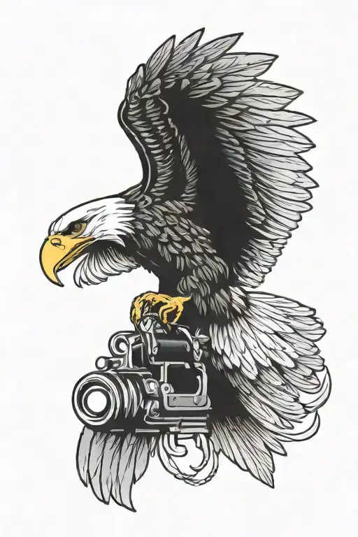Bald Eagle Holding A Gun