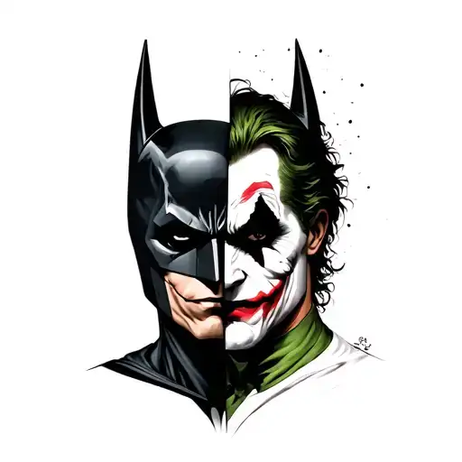 Half Batman And Half Joker In Gotham City