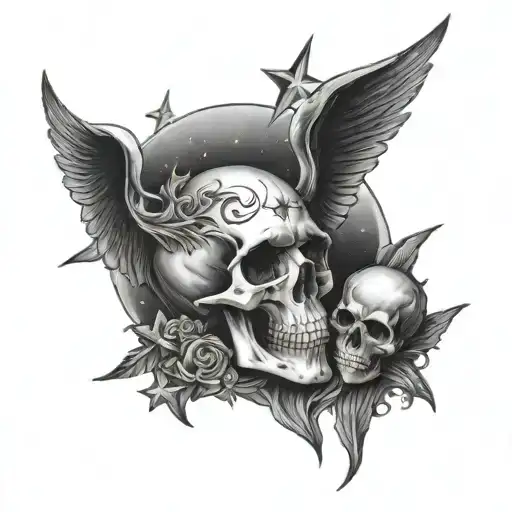 Skull Angel Star Night Sky