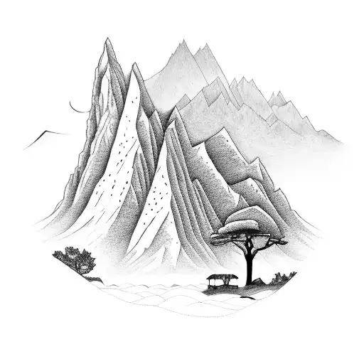 An Intricate Mountain Landscape With A Mystical Aura