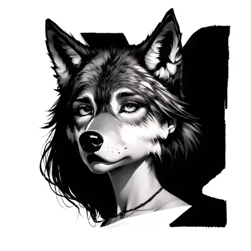 Girl Wear Wolf Face