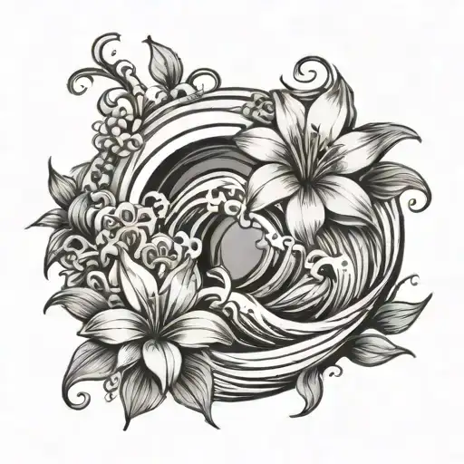 Ocean Wave Beach Flowers