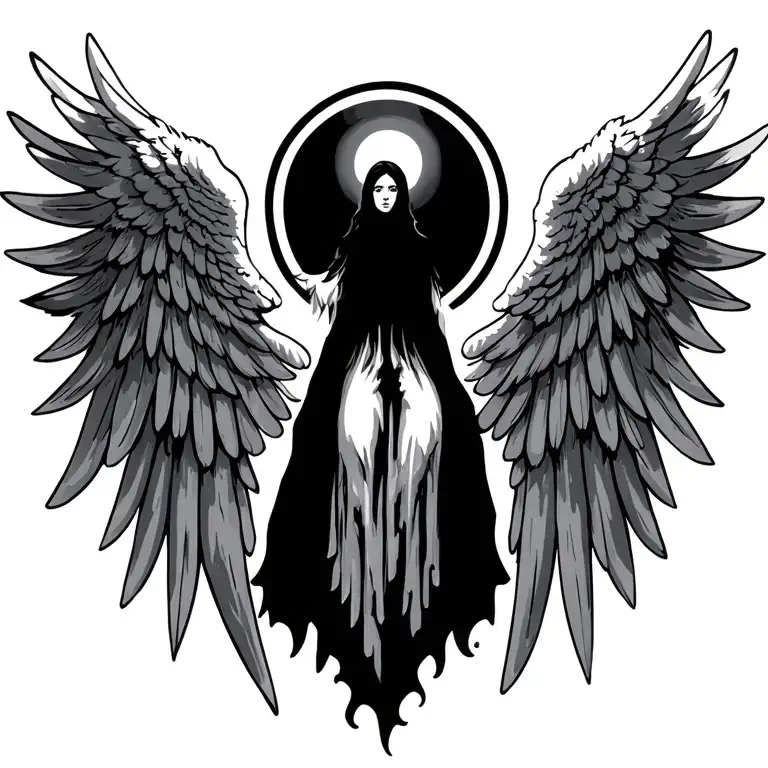 Angel Wings With Halo Above Them