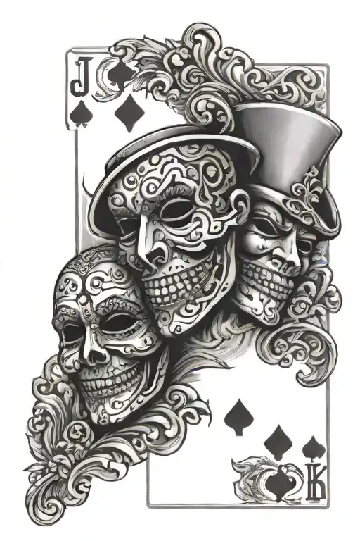 2 Masks Tragedy And Comedy And A J Card Of Poker