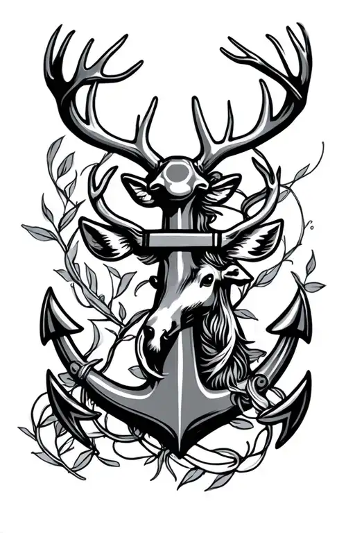 Deer And Anchor Intertwined