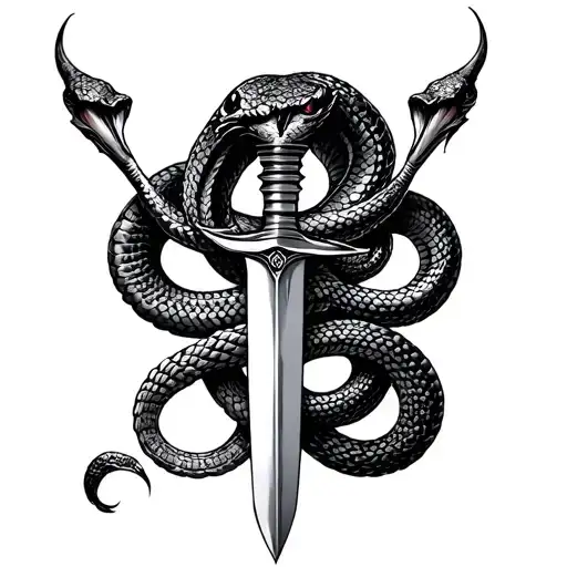 Snake And Dagger Intertwined