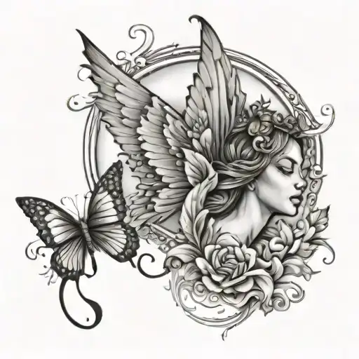 Sunshine In The Sky Angel On The Right Side And Butterfly On The Right