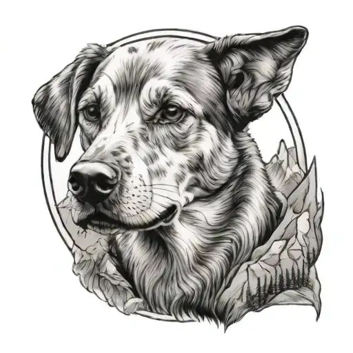 A Portrait Of Your Dog With A Mountain Landscape In The Background