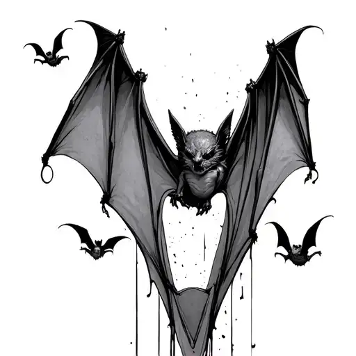 Bats Flying From The V Line