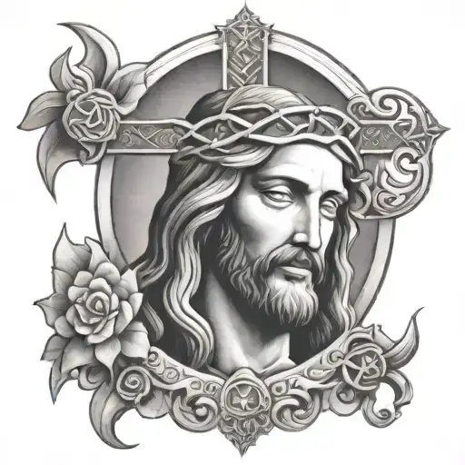 Jesus And Spirituality Symbols Combined