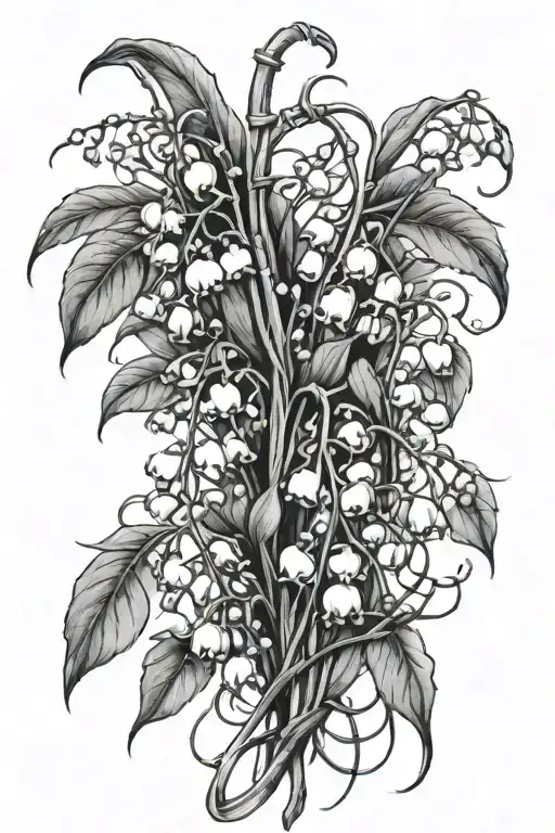 Lily Of The Valley Flower Wrapped In Barbwire Vines