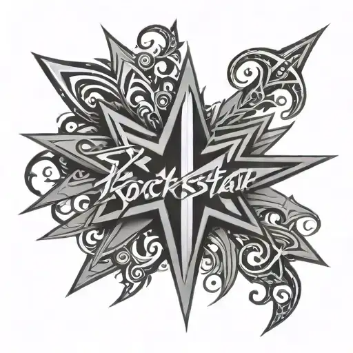 Tribal-inspired Design With The Word 'Rockstar' Integrated Into The Pattern