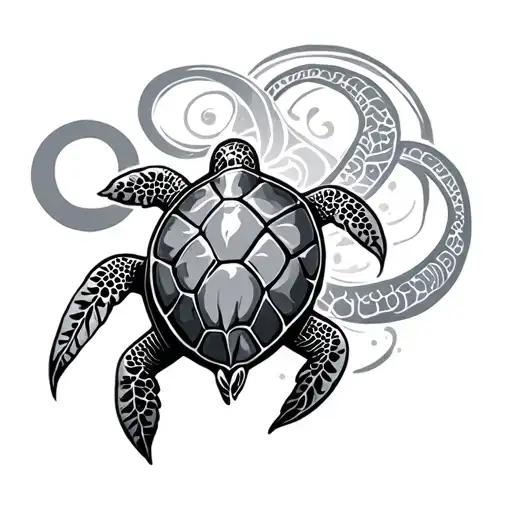Infinity Symbol And Sea Turtle Surrounded