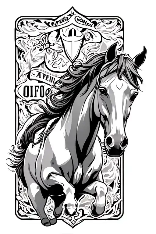 Cross Horse And Motorcycle