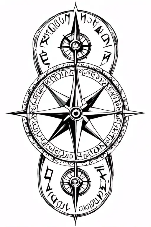 Norse Compass With Runes Encircling Seeking