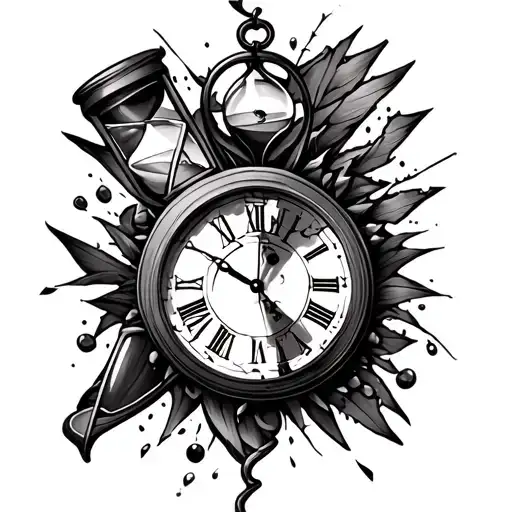 Broken Clock And Hourglass