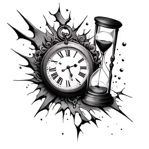 Broken Clock And Hourglass