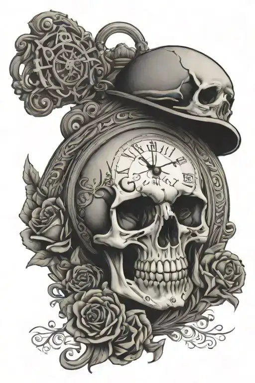 Momento Mori Written Pocket Watch Skull