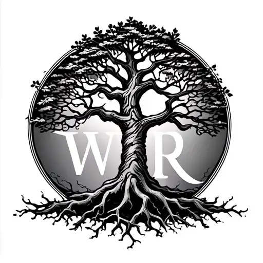 Tree Of Life With Roots With The Letters W Sr Discreetly
