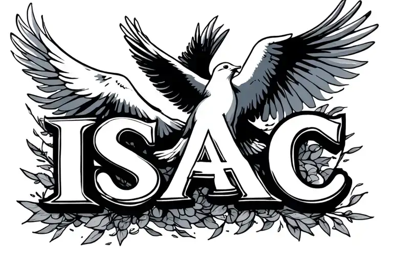 The Name Isaac With A Dove Flying Away Small