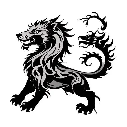 Tribal Leo Zodiac Mixed With Dragon Chinese Zodiac