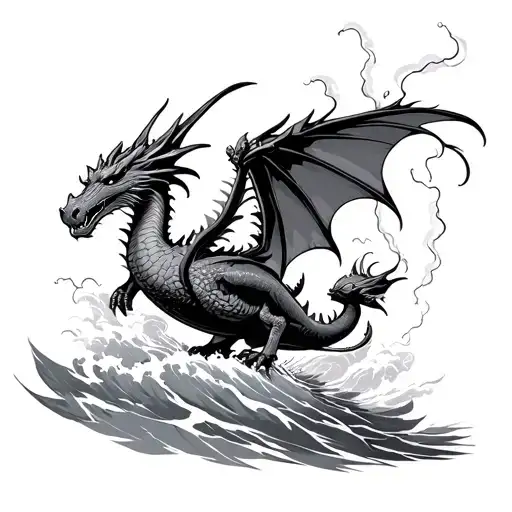 Thunderstorm Clouds With A Dragon Flying With An Iron Duck Surfing The Storm