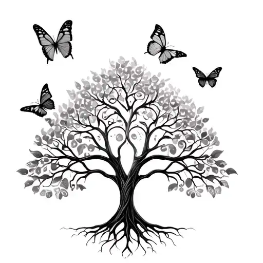 Tree Of Life With Butterflies