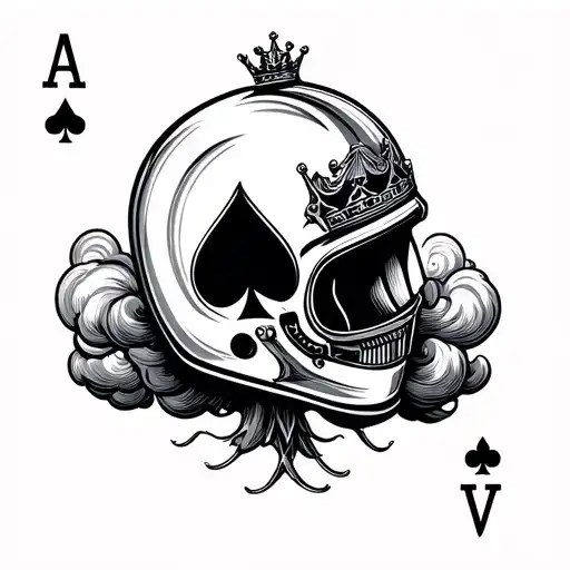 Ace Of Spades Motorcycle Helmet With Cloud And Crown