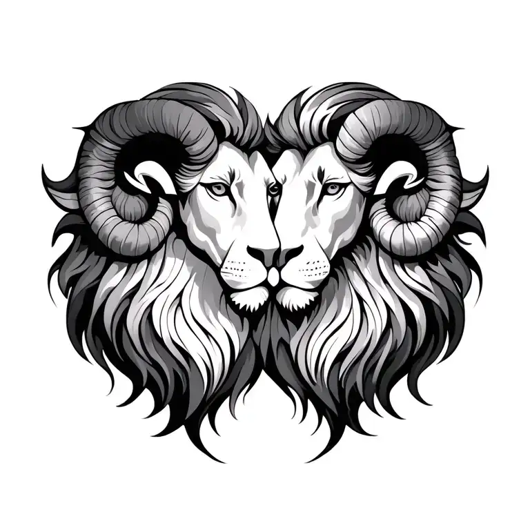 Aries And Leo Zodiac Symbol Intertwined