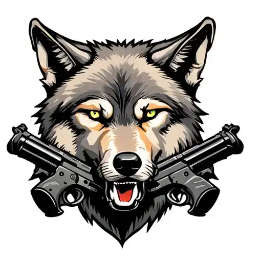 Wolf With Guns Crossed