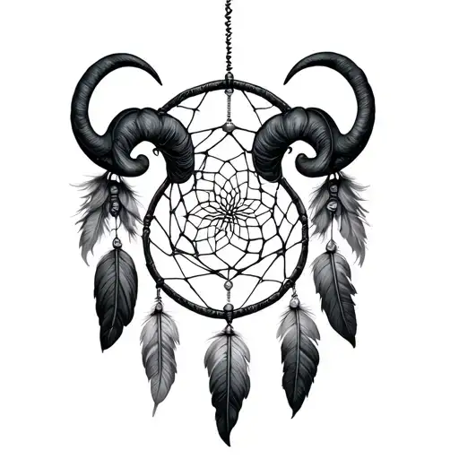 Dream Catcher And Inside Aries Zodiac Sign