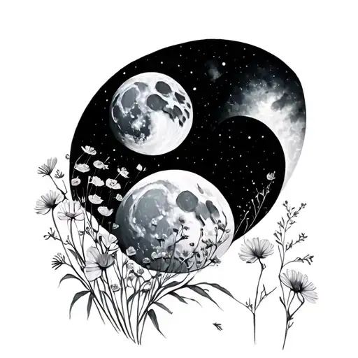 Moon Phases With Wildflowers